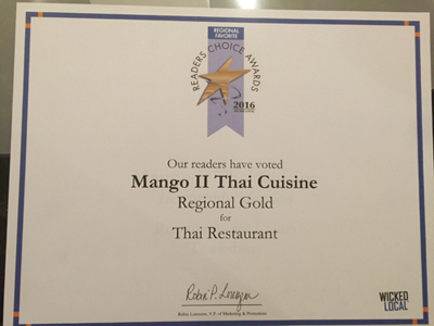 Regional Gold for Thai Restaurant